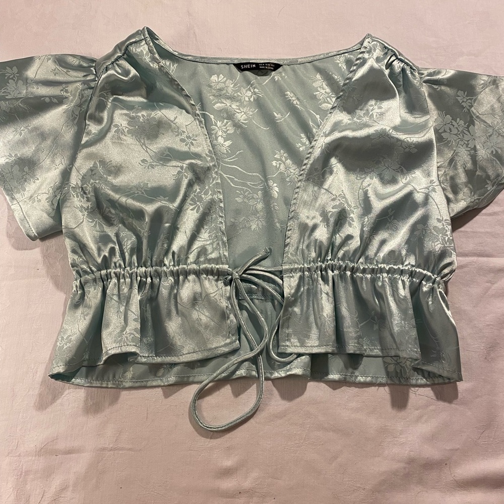 Silk Floral Front Tie Top